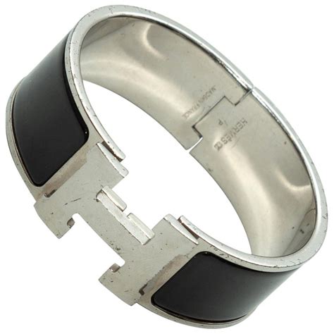 hermes clic clac black silver|Hermes click clack bracelet price.